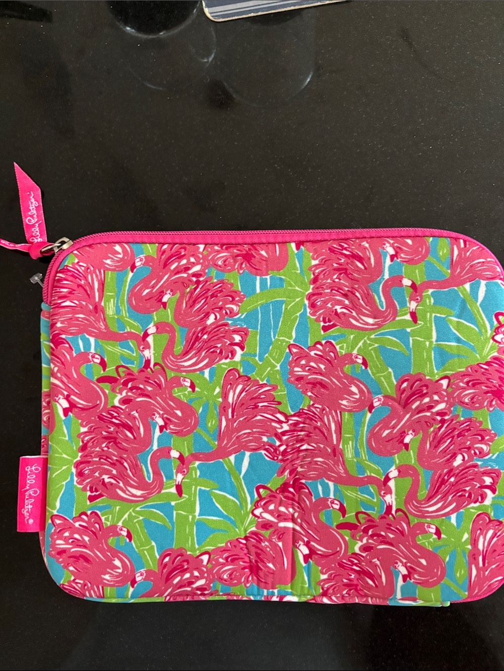 Lilly Pulitzer Pink Flamingo Tech Sleeve with Aqua and Lime Foliage NWOT
